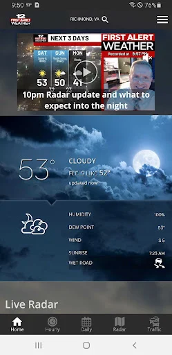 ดาวน์โหลด WWBT First Alert Weather ล่าสุด – พยากรณ์อากาศแม่นยำ ฟรี - Screenshot 1