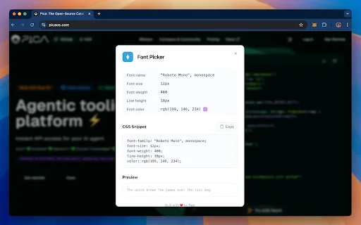 ดาวน์โหลด Font Picker สำหรับ Chrome – ตรวจสอบฟอนต์บนเว็บไซต์ได้ง่ายๆ - Screenshot 2