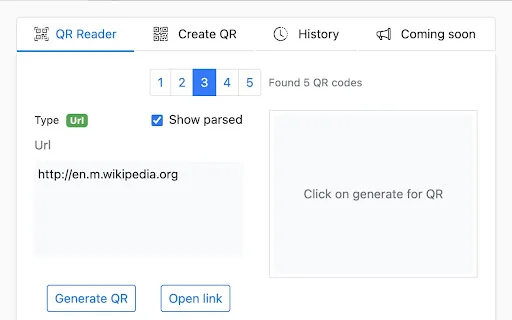 ดาวน์โหลด QR Code Reader Chrome Extension – สแกนและสร้าง QR Code ฟรี - Screenshot 1
