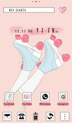 ดาวน์โหลด Pink Roller-skates Theme ฟรี – ปรับแต่งหน้าจอสมาร์ทโฟนให้สวยหวานสไตล์ผู้หญิง - Screenshot 5