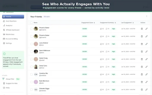 ดาวน์โหลด FriendFilter – จัดการเพื่อน Facebook และเพิ่มการมีส่วนร่วมฟรี - Screenshot 2