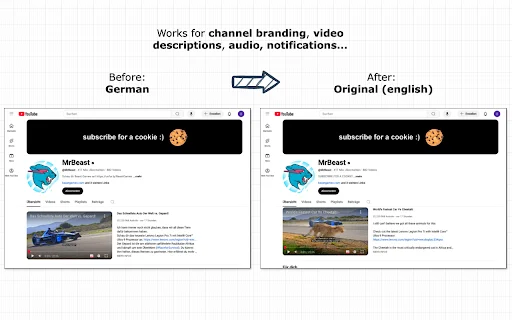 YouTube Anti Translate ดาวน์โหลดส่วนขยายเพื่อปิดการแปลภาษาอัตโนมัติ - Screenshot 3